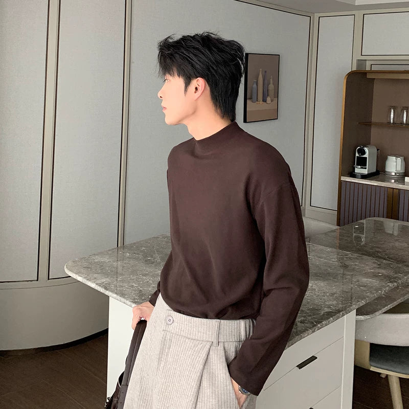 Pulôver de Manga Longa Oversized de Veludo com Gola Alta 