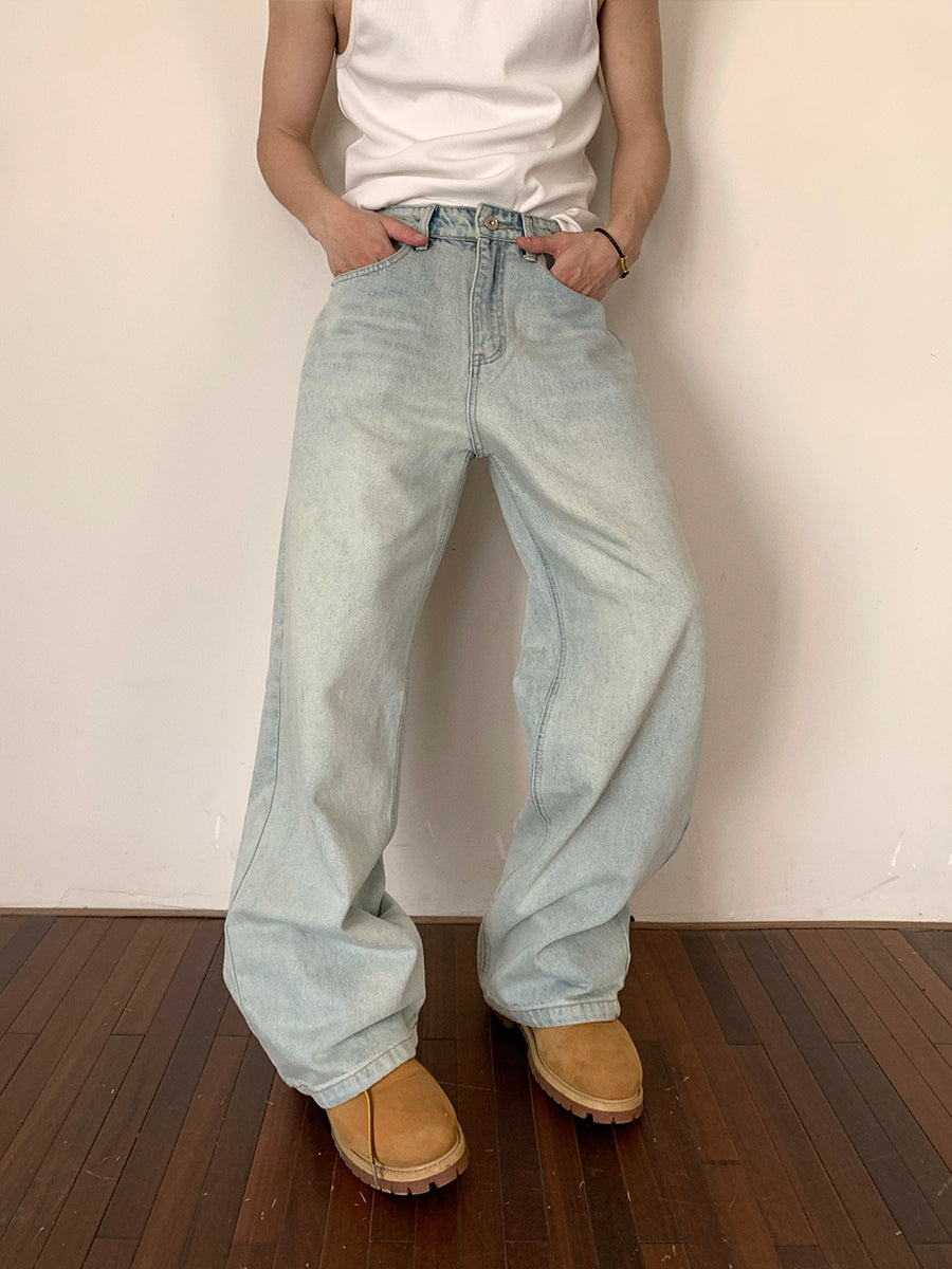 Light Blue Straight-leg Jeans