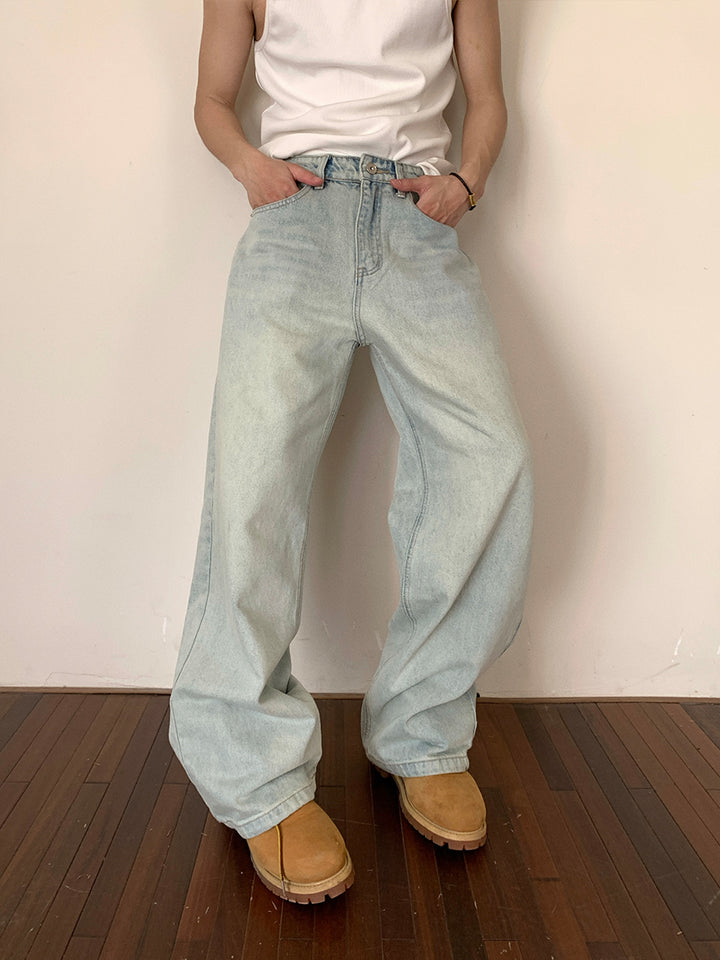 Light Blue Straight-leg Jeans