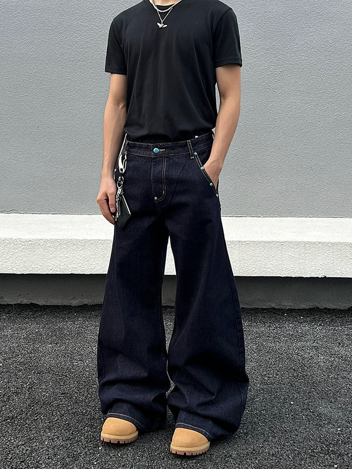 Pantalones de mezclilla anchos y sueltos retro 