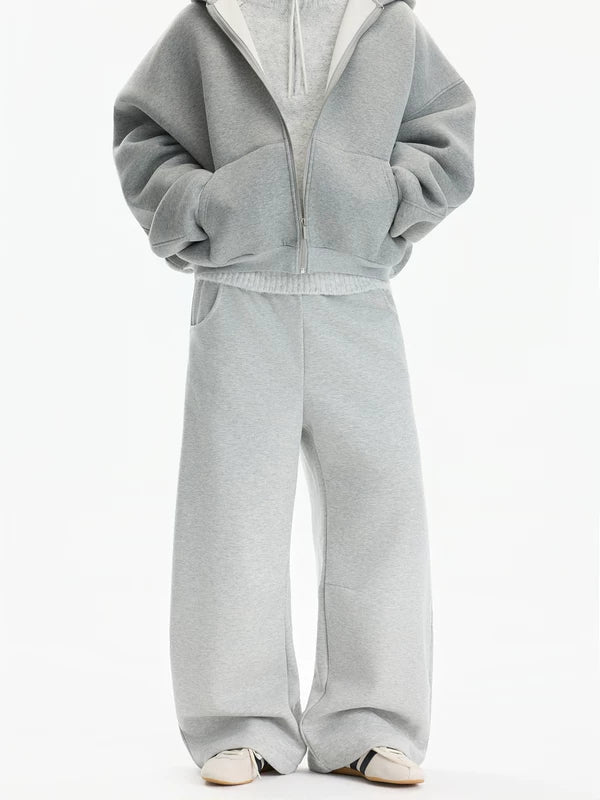 Pantaloni casual in pile a gamba larga 