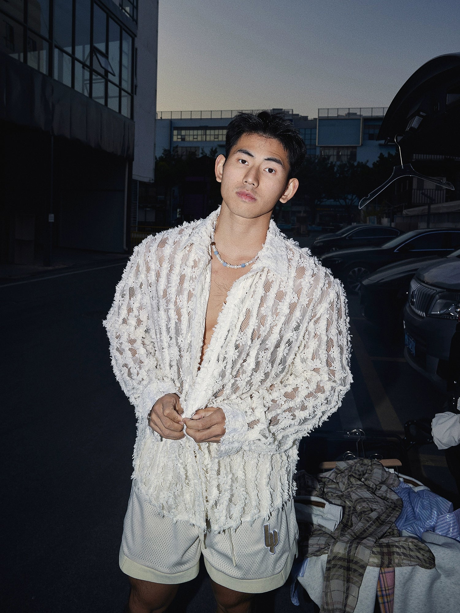 Floral Lace Brocade Sheer Shirt