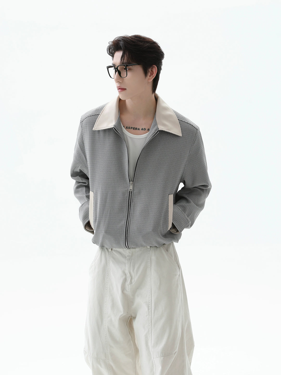 Houndstooth Lapel Short Jacket