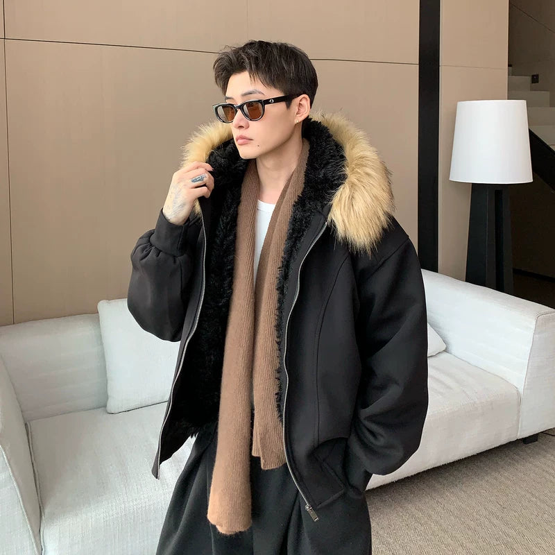 Fleece-gevoerde bontkraag met capuchonjack 