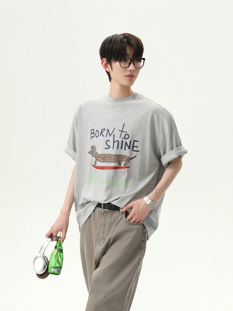 Cartoon Letter Print Loose Fit T-Shirt