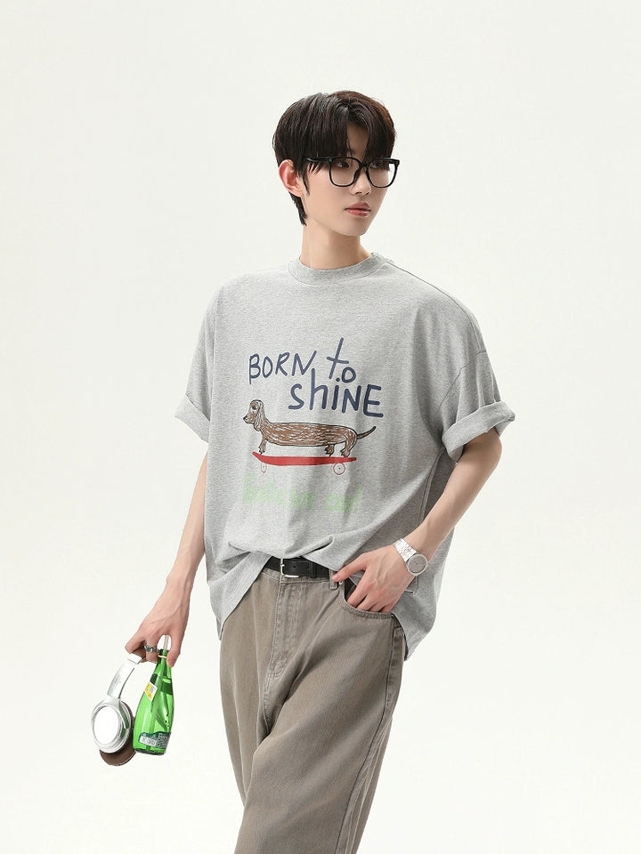 Cartoon Letter Print Loose Fit T-Shirt