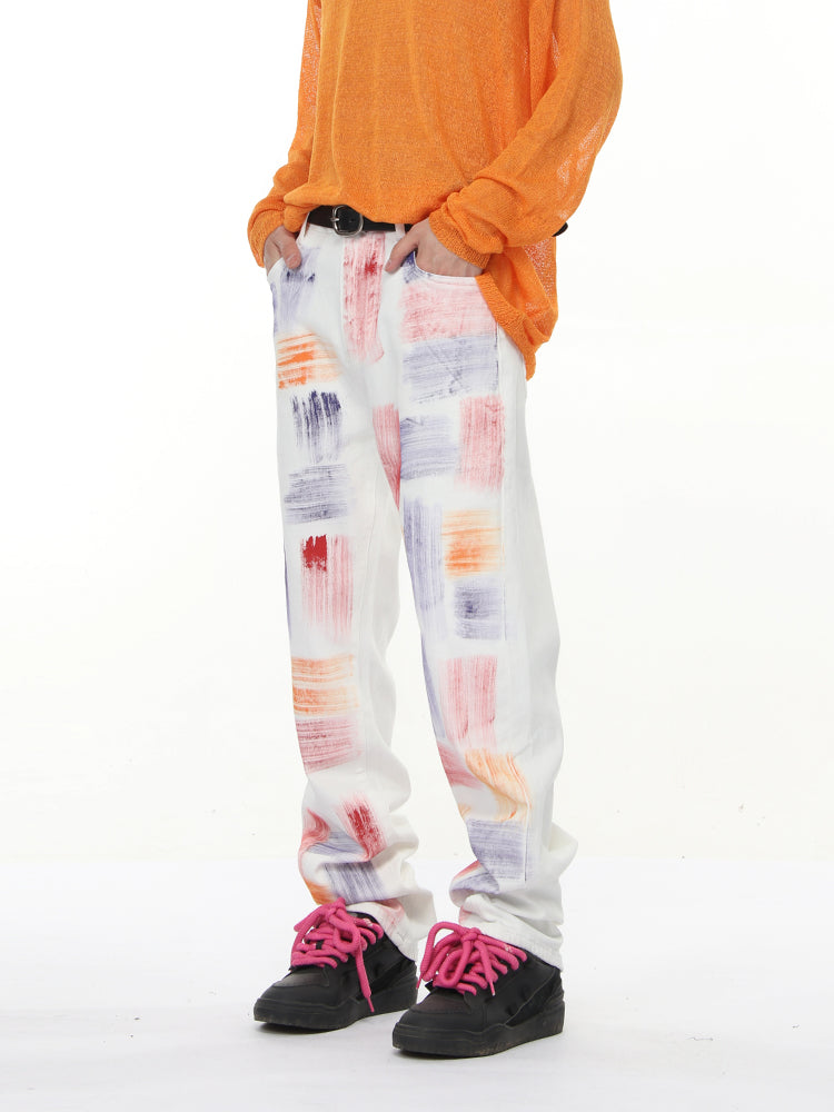 Gemusterte Design Lockere Gerade Hosen 