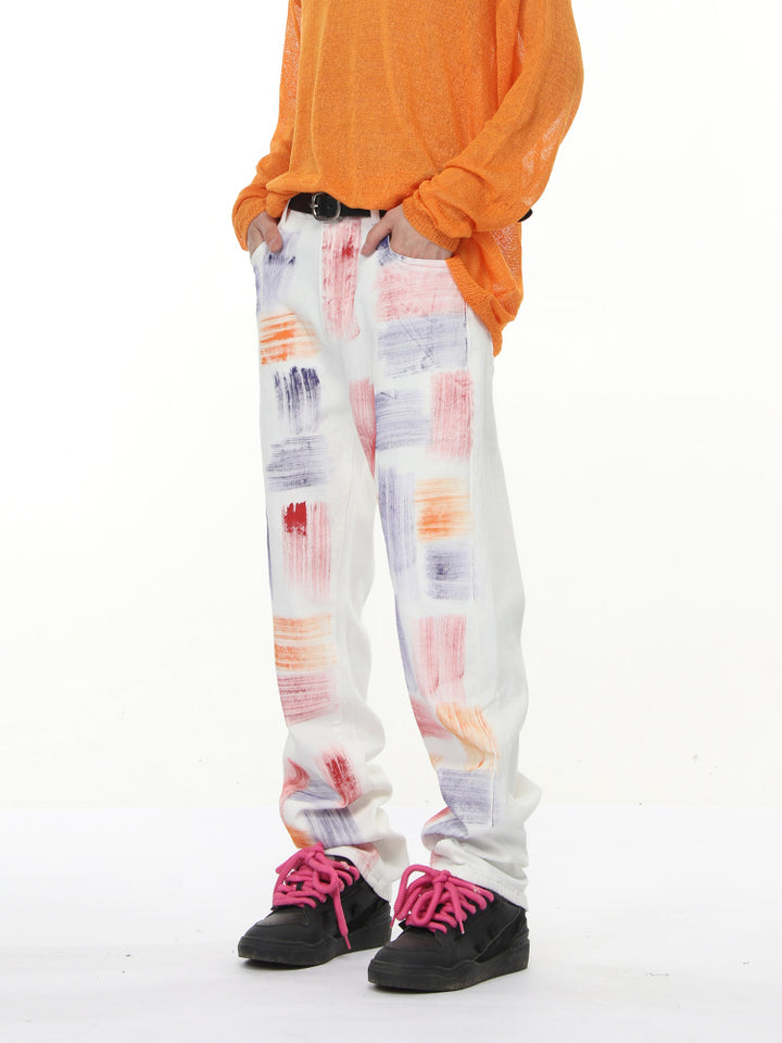 Gemusterte Design Lockere Gerade Hosen 