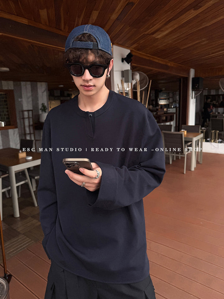 Henry Collar Long Sleeve Pullover