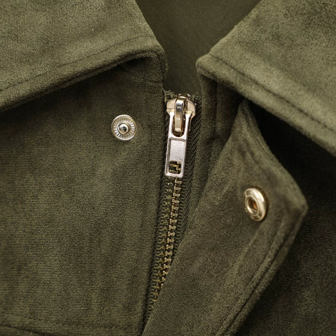 Suede Texture Versatile Bomber Jacket