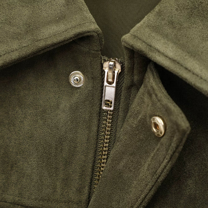 Suede Texture Versatile Bomber Jacket