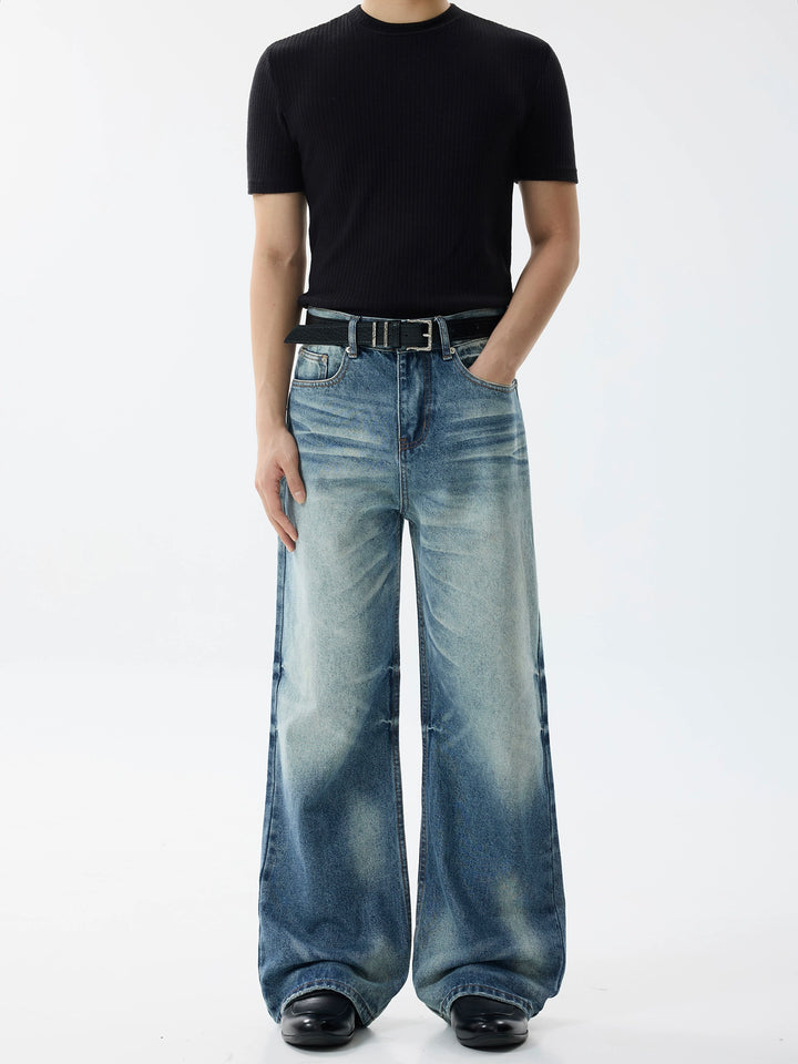 Jeans baggy évasés délavés rétro 