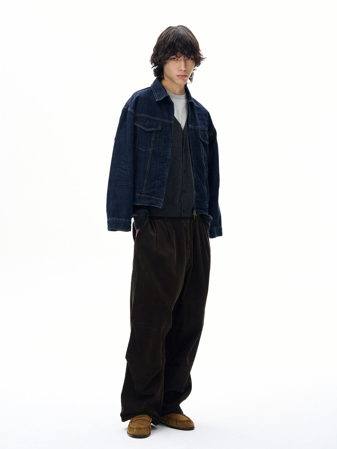 Retro kort denim glidelåsjakke 