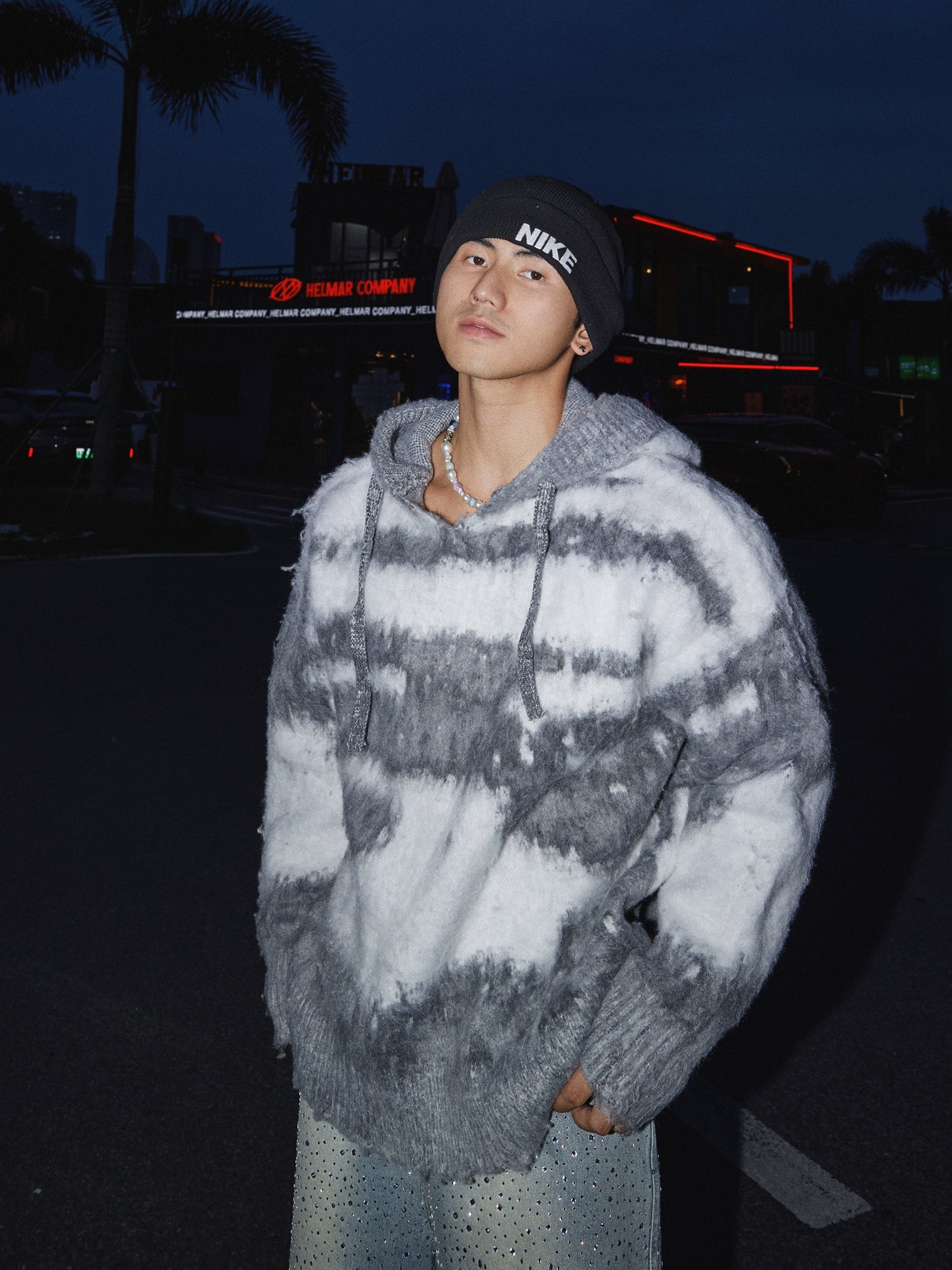 Kapüşonlu Bol Örgü Kazak 