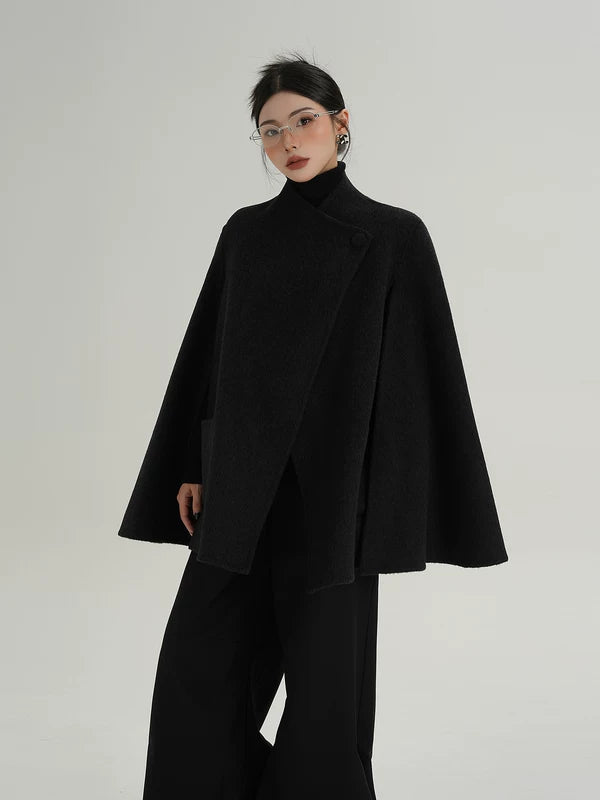 A-Line Wool Cape Coat for Women