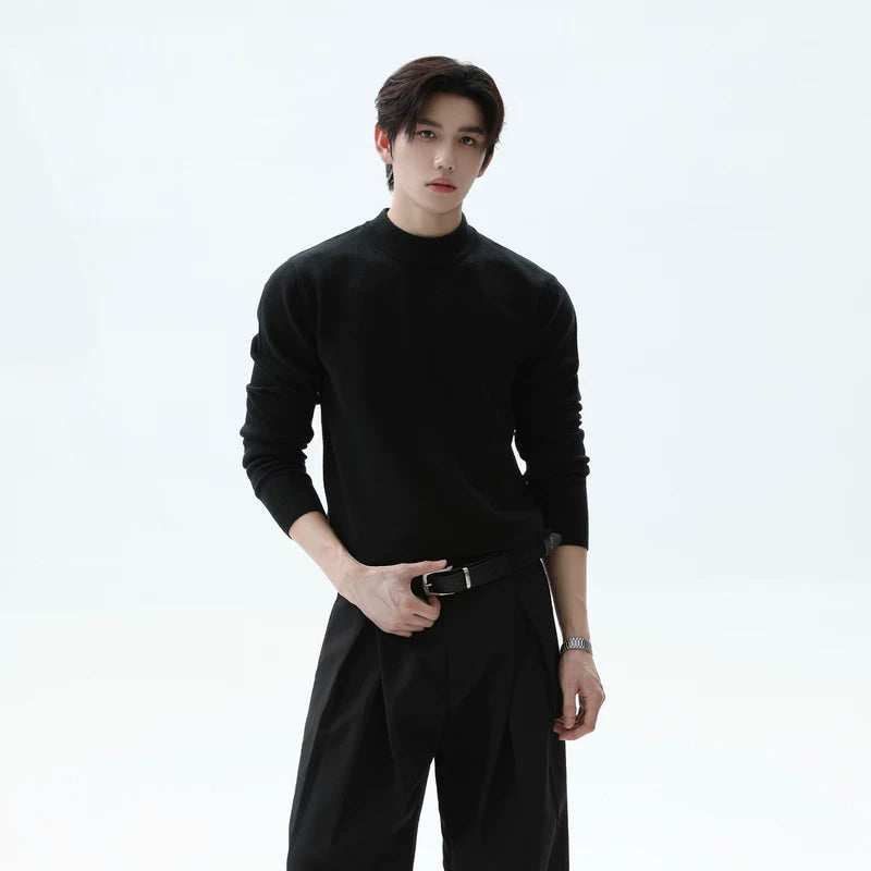 Wool Blend Lyocell Turtleneck Sweater