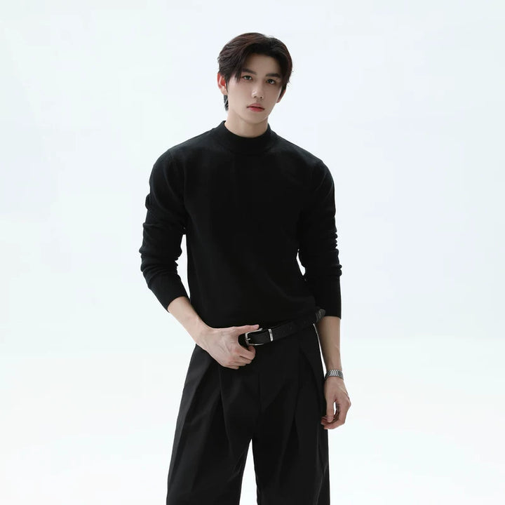 Wool Blend Lyocell Turtleneck Sweater