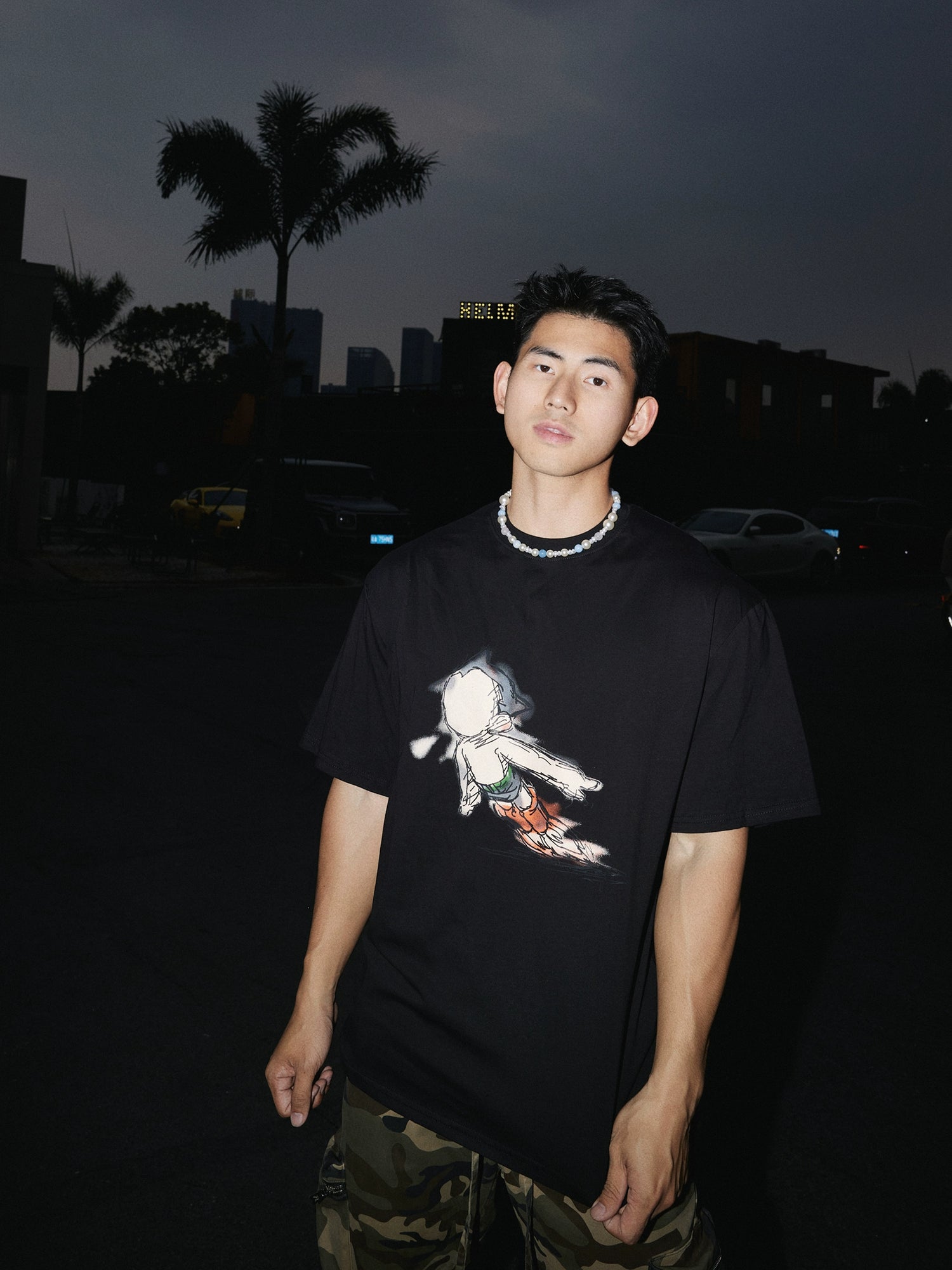 Camiseta casual de ajuste holgado con gráfico de dibujos animados 