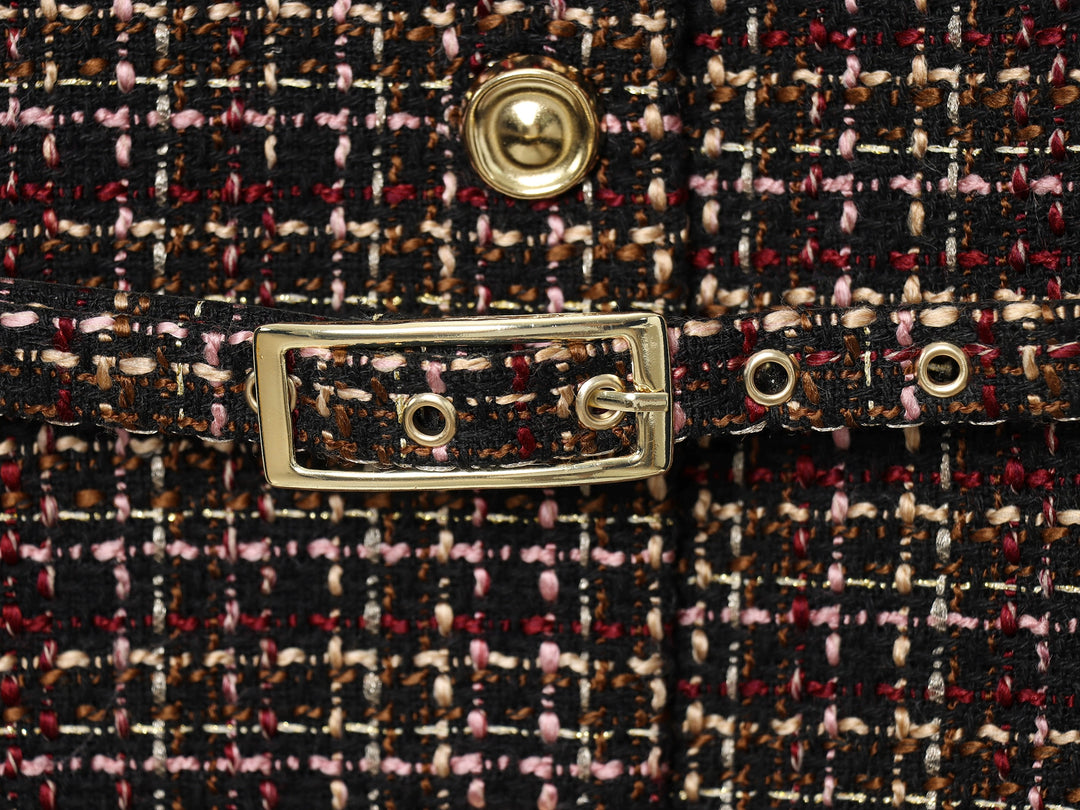 Chaleco de Tweed Texturizado con Decoración de Cinturón 