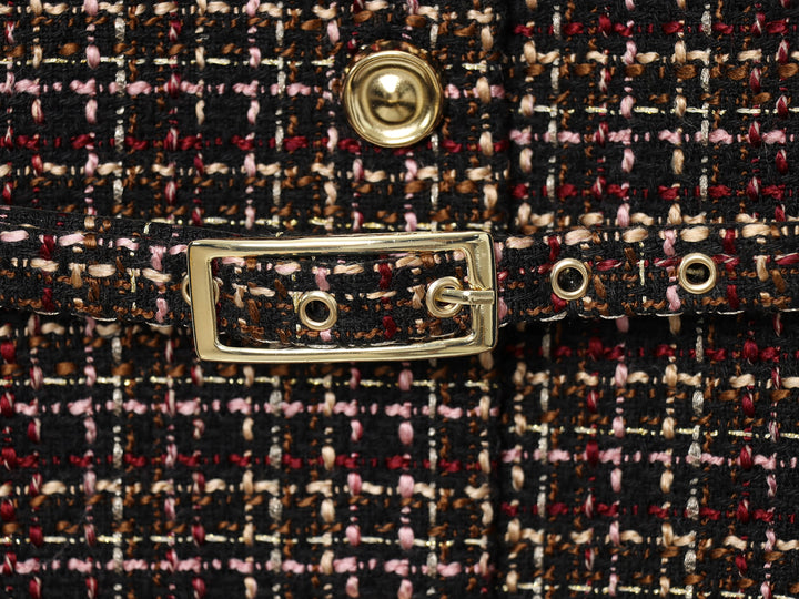 Chaleco de Tweed Texturizado con Decoración de Cinturón 