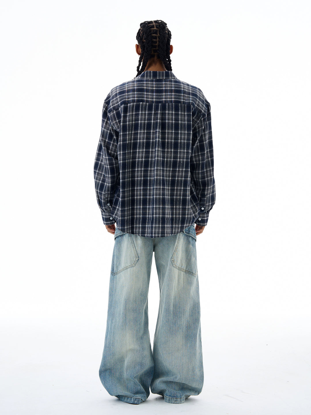 Retro bredbenede bambusmønster jeans 