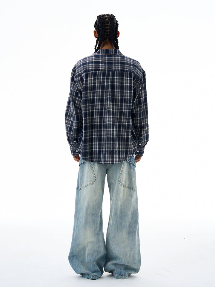 Retro bredbenede bambusmønster jeans 