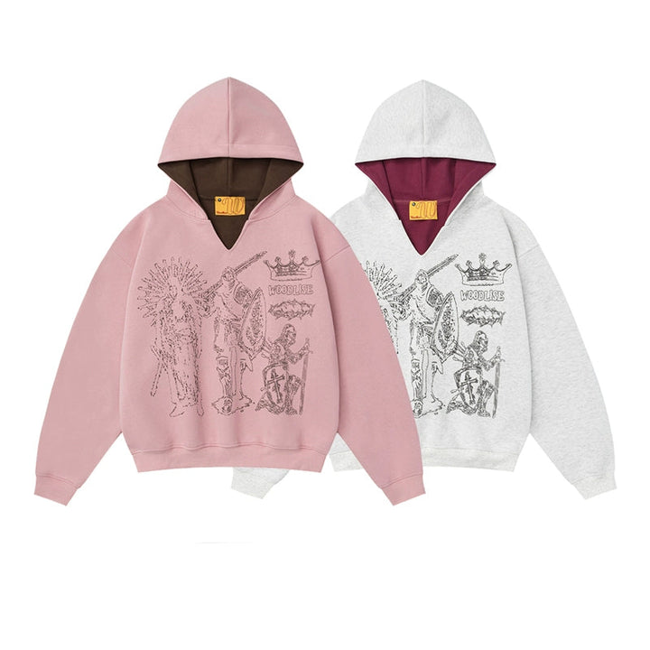 Kirsebærblomst Grafisk Pullover Hættetrøje 