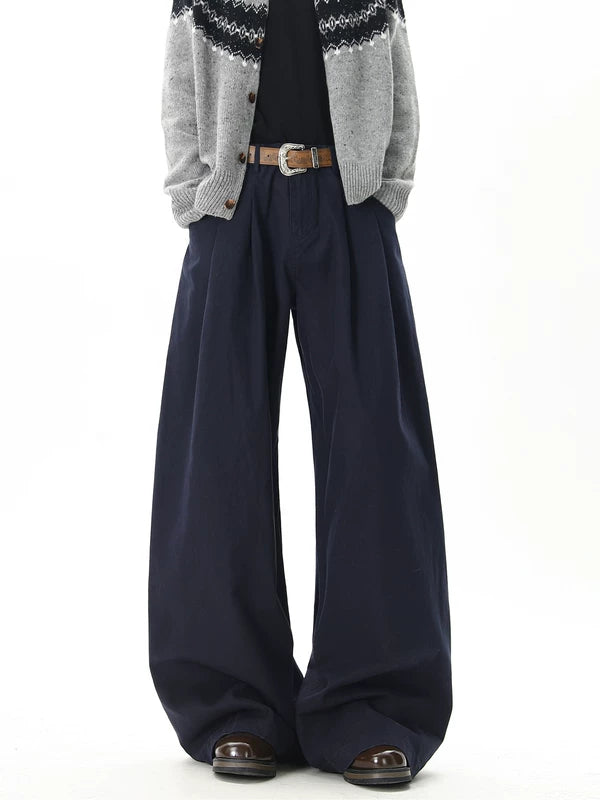 레트로 곡선 블레이드 와이드 레그 팬츠 