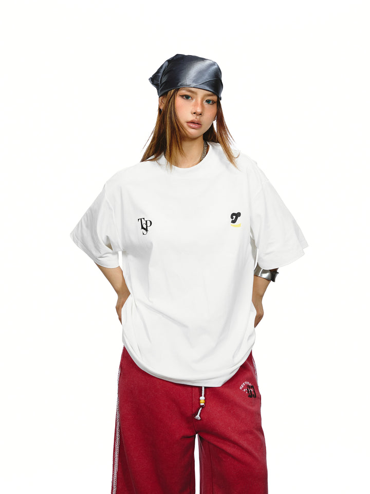 T-shirt a maniche corte con stampa lettera e vestibilità ampia 