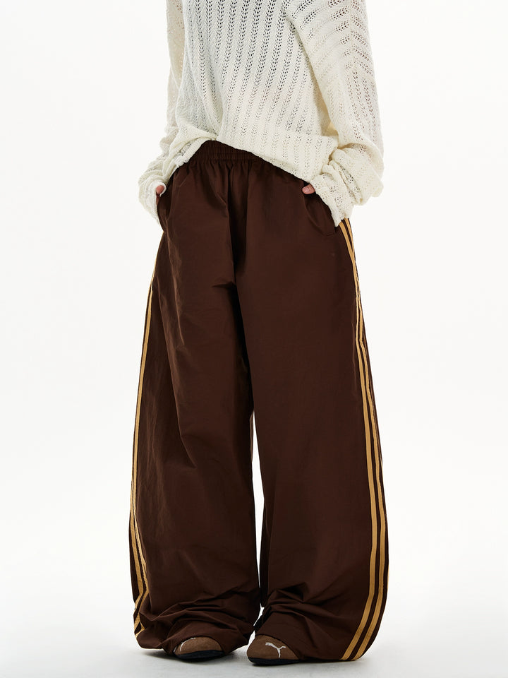 Retro brede ben tre-stripe casual bukser 