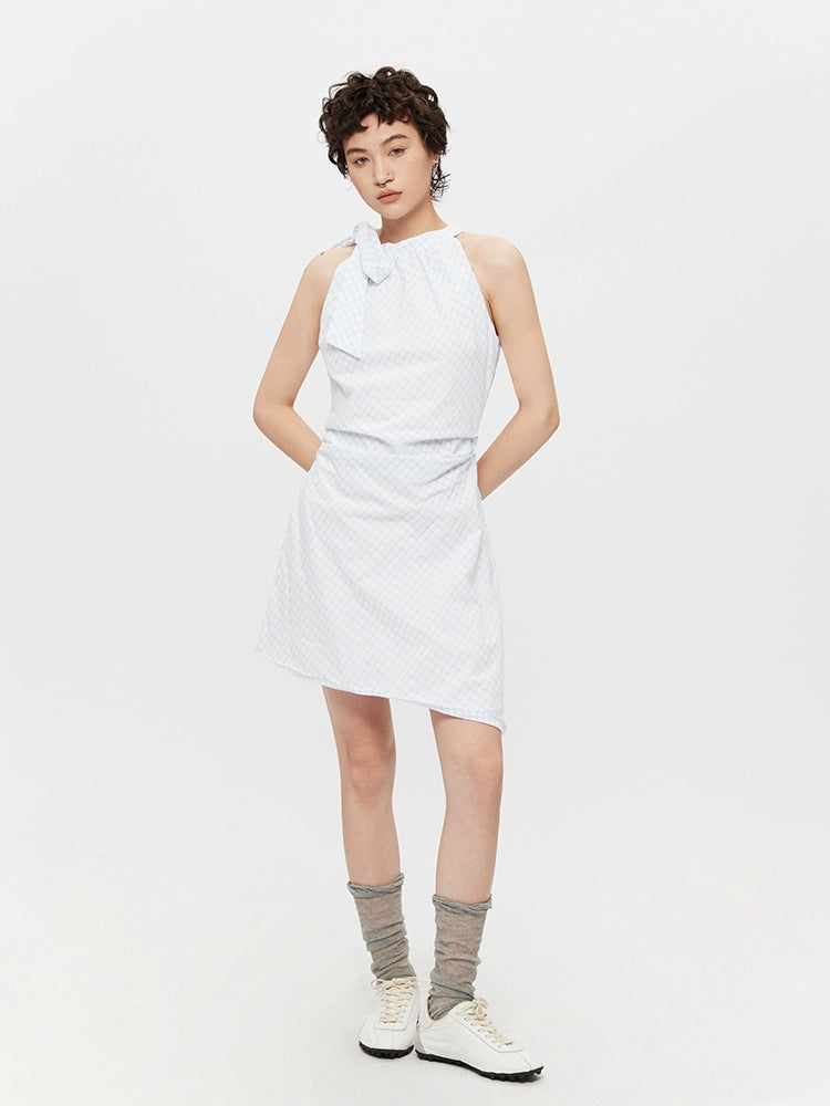 Bue Halter Uten ermer A-Linje Sommerkjole 