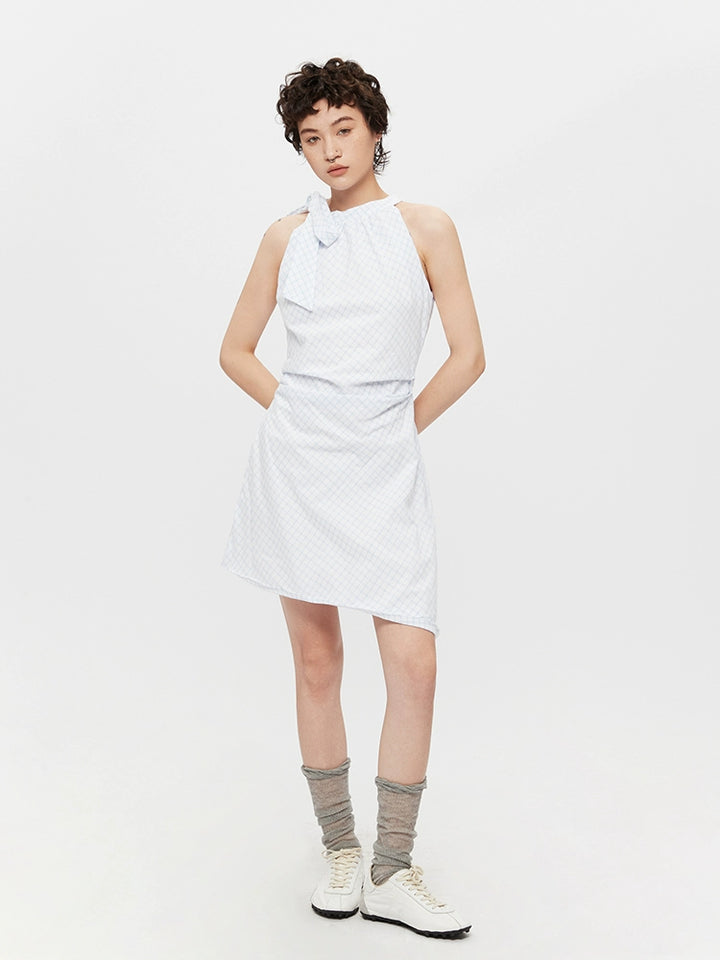 Bue Halter Uten ermer A-Linje Sommerkjole 