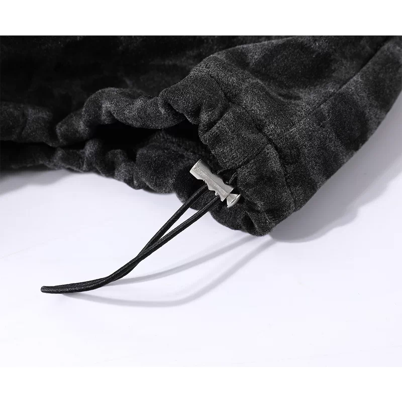 Pantalones jogger de pierna ancha forrados de felpa con estampado de leopardo 