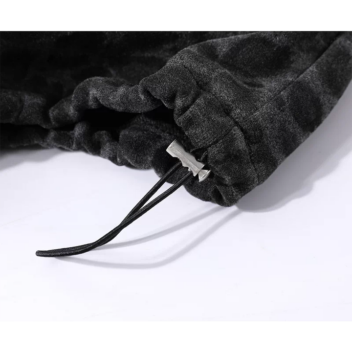 Pantalones jogger de pierna ancha forrados de felpa con estampado de leopardo 