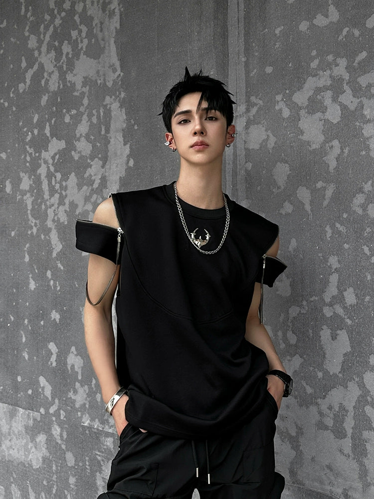 Cotton Hip-Hop Loose Zipper Sleeve Pullover