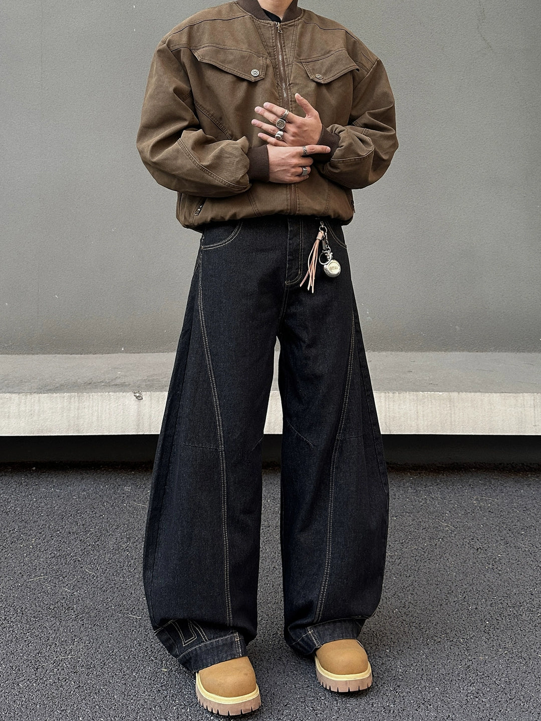 Weite Retro-Inverted Design Jeanshosen 