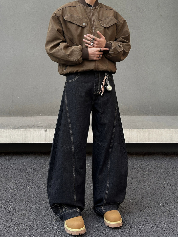 Weite Retro-Inverted Design Jeanshosen 
