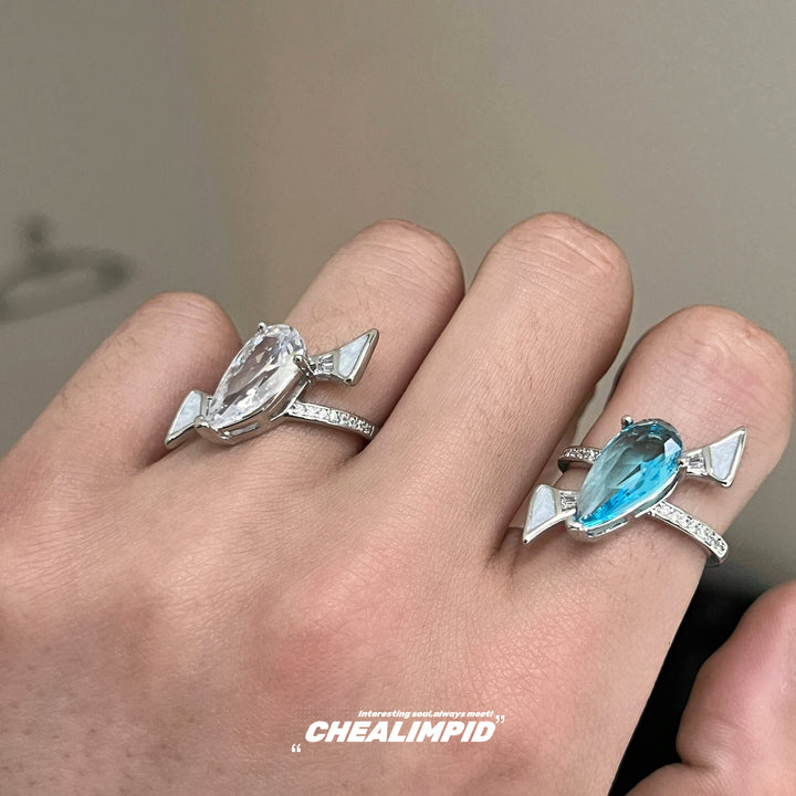 Water Drop Aquamarine Open Ring