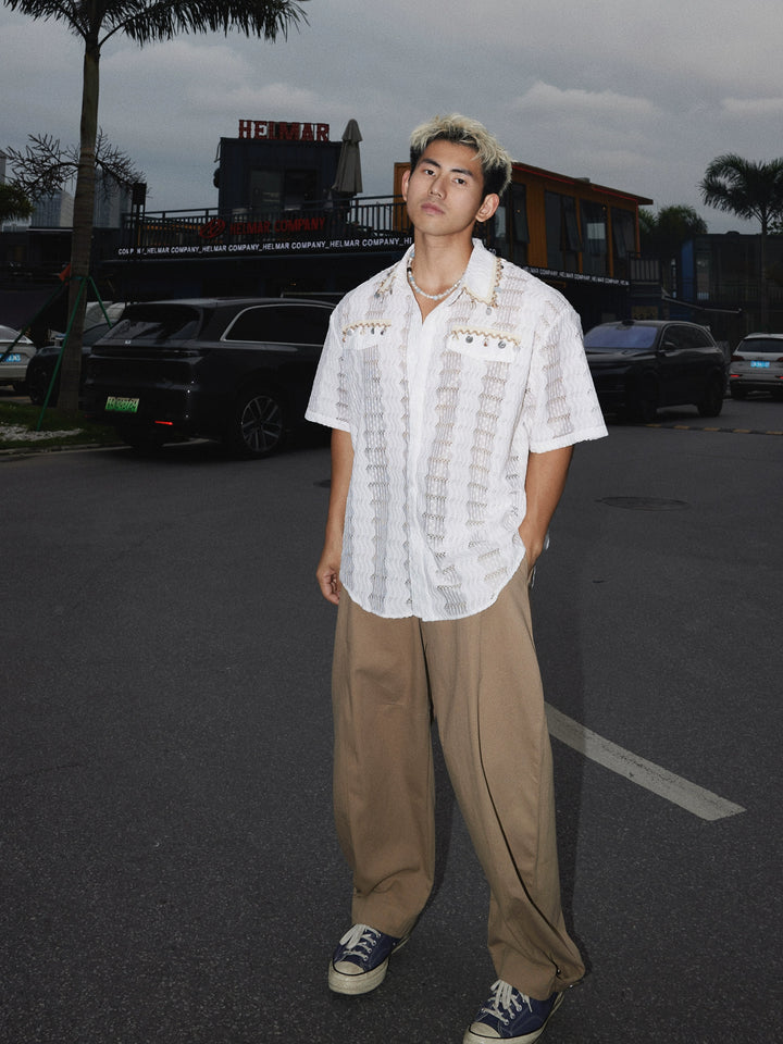Hollow Short Sleeve Casual Shirt