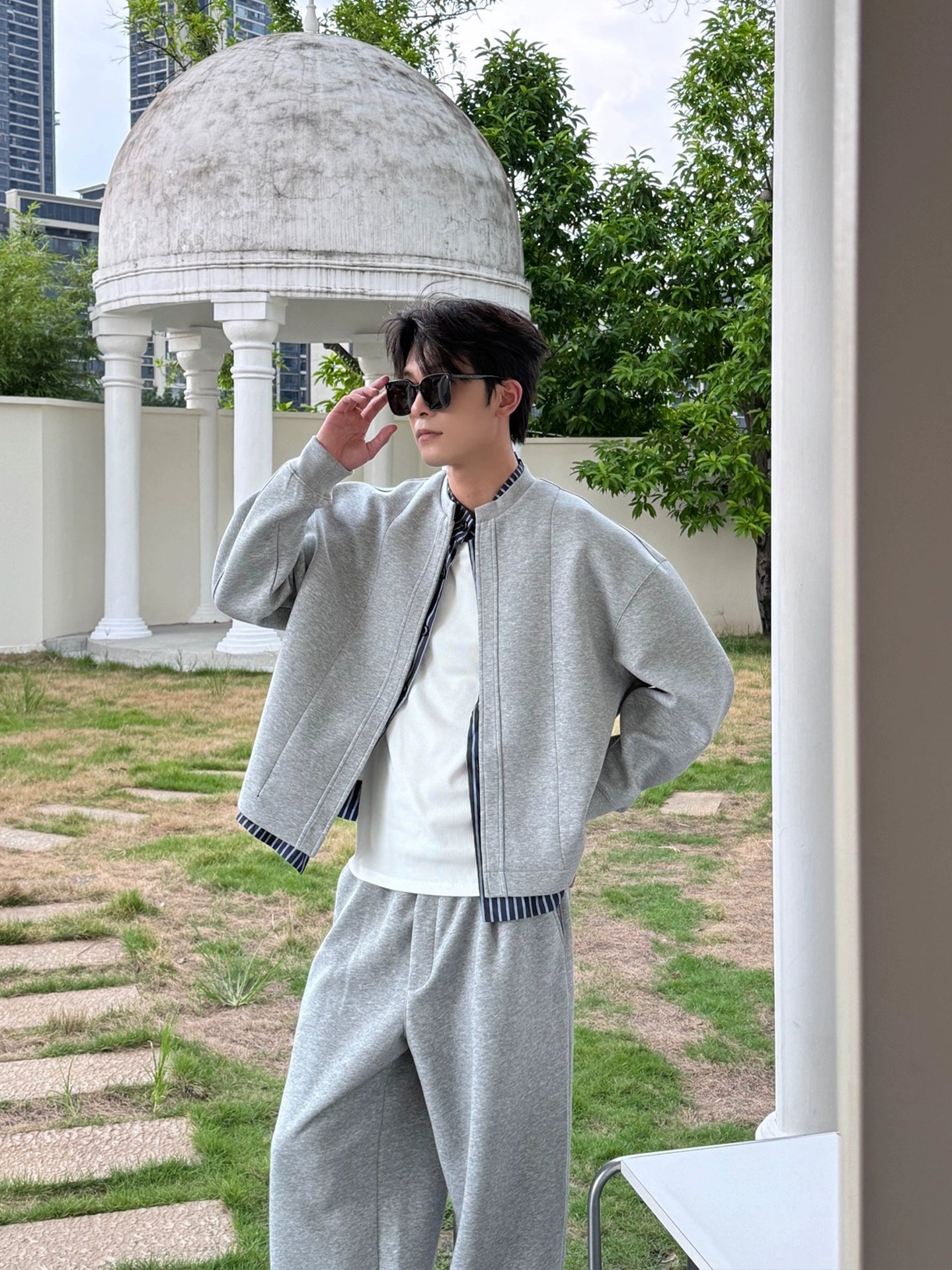 Zip-Up Shirt Splicing Cardigan