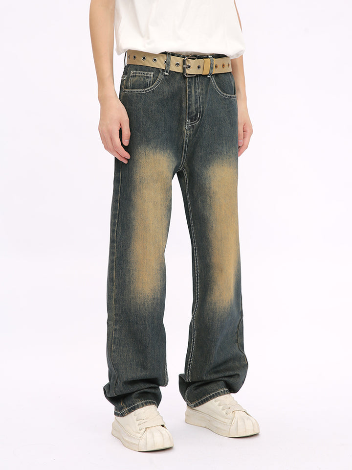 Jeans droits délavés rétro 