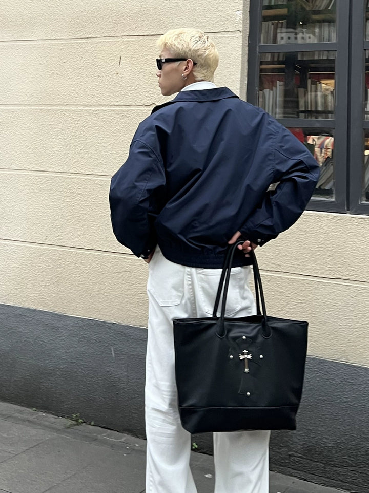Borsa a tracolla in pelle di grande capacità con design incrociato 