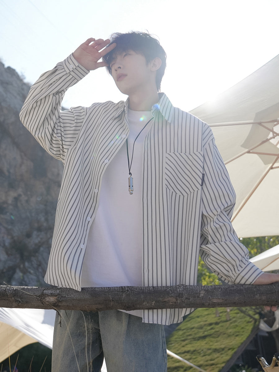 Striped Long-Sleeve Casual Shirt