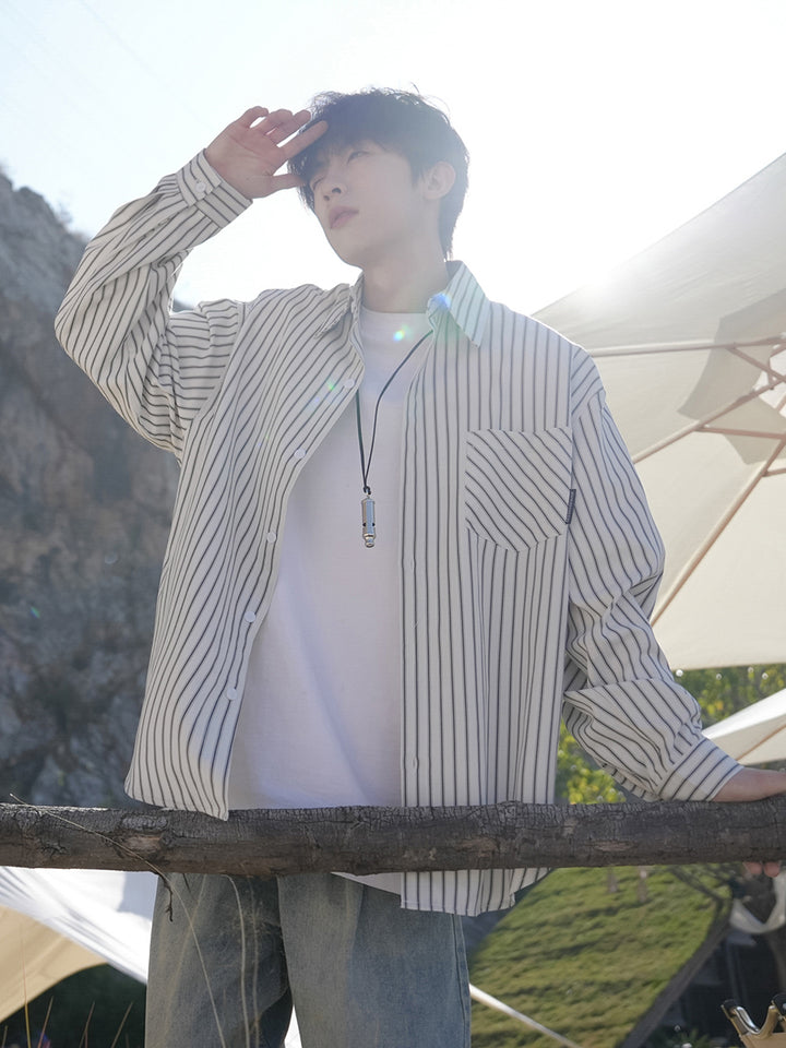 Striped Long-Sleeve Casual Shirt
