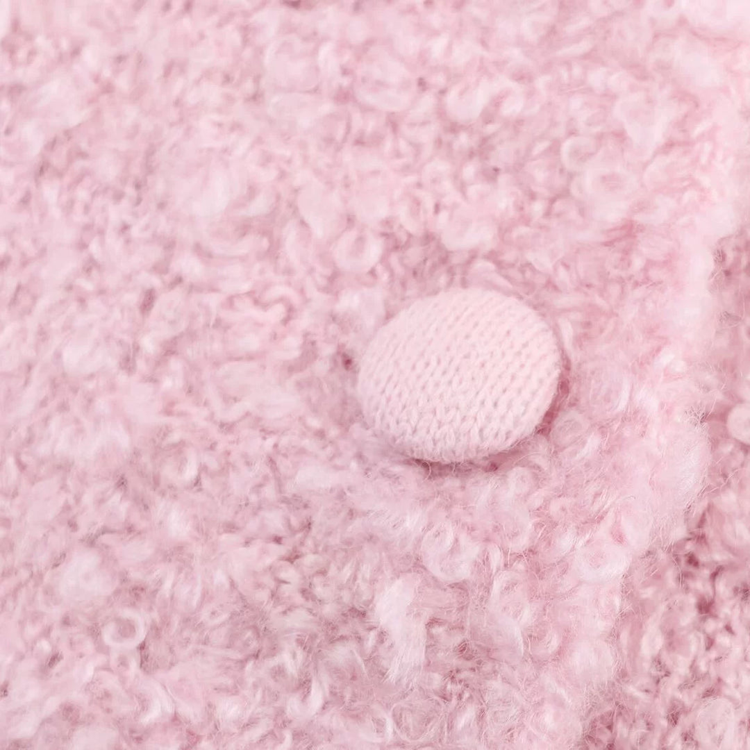 Rose Broderet Strikket Knap Cardigan 
