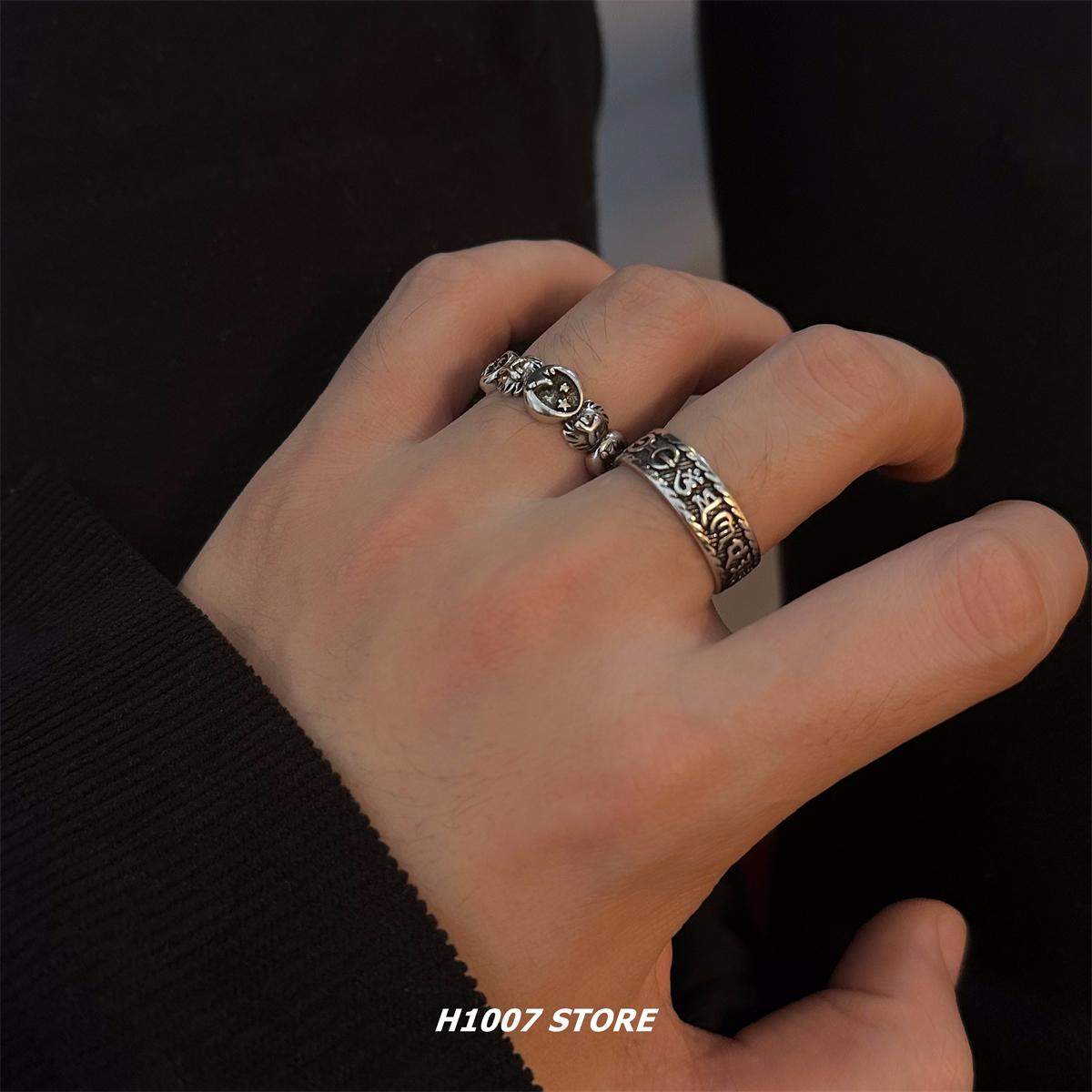 Retro Sanskrit Hip-hop Statement Ring