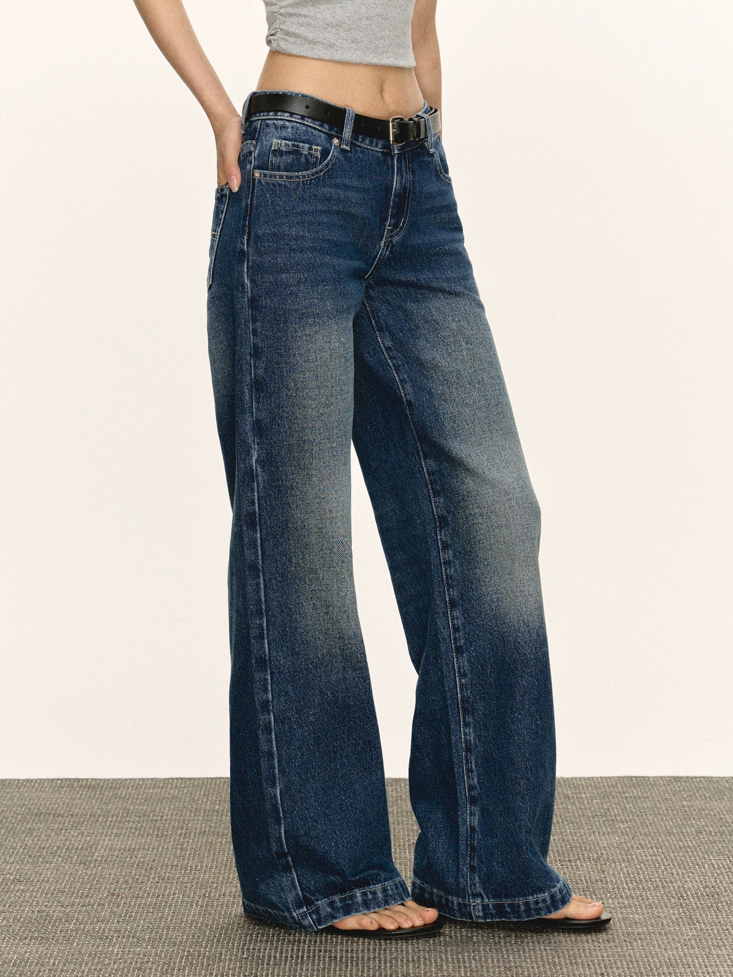 Low Waist Wide Leg Straight Jeans