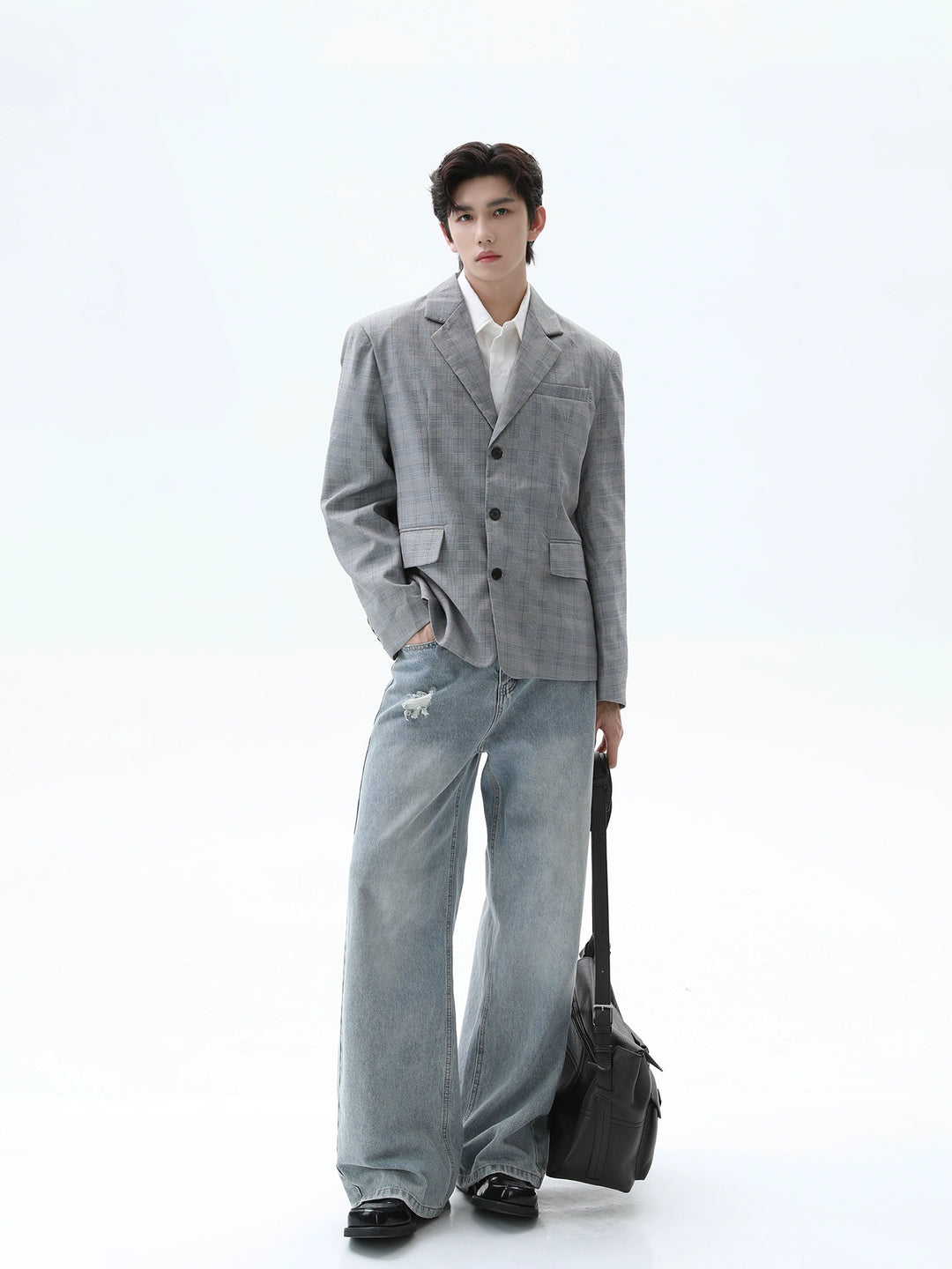 Plaid Loose Fit Suit Jacket