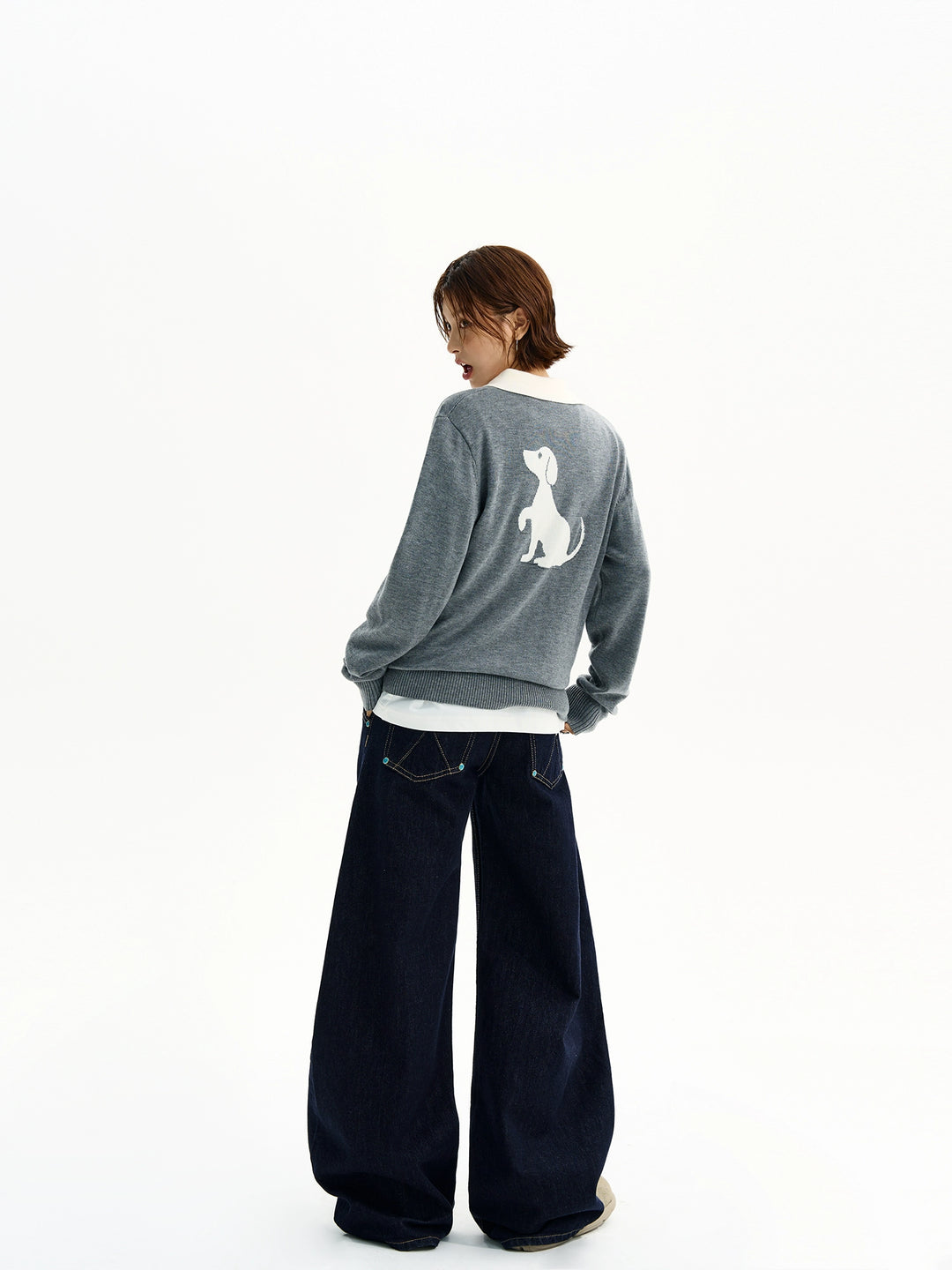 Dachshund-Krawattenstrick-Polo-Pullover 