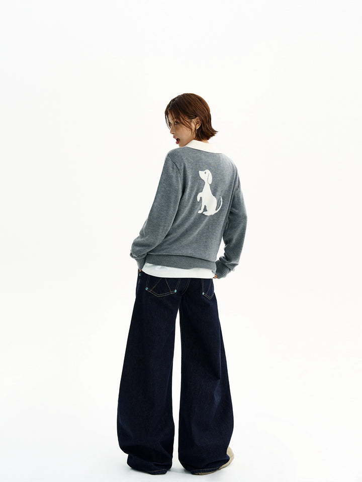 Dachshund-Krawattenstrick-Polo-Pullover 